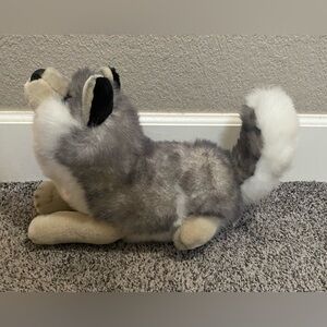 Wishpets Wolf Plush Howling Stuffed Animal Gray White 9 X 14 Fuzzy Realistic